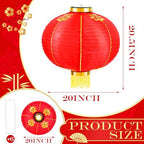 Hortsun 6 Pcs Chinese New Year Lanterns 2026 Lunar New Year Red Lanterns Traditional Hanging Lamp Shade Decor with Golden Tassel for Chinese Spring Festival Vietnamese TET Party Decorations(20 Inch) - Image 3