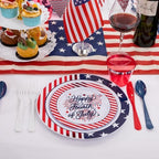 LIYH 180 Pcs 4th of July Plastic Plates Red White Blue, Plastic Silverware Patriotic Party Memorial Day Plate for Independence Day 4th of July Decorations 30 Guests - Image 4