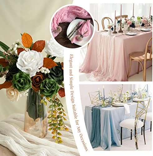 YMHPRIDE 12 Pack Cheesecloth Table Runner 35x120in Yellow Table Runner - Image 6