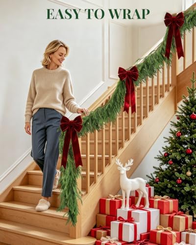 2 Pack 6 FT Norfolk Pine Garlands, Real Touch Christmas Decor - Image 5