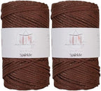 Makromecity Sparkle 2 Skeins of Polypropylene Macrame Cord 3mm x 131 Yards (394 feet) Premium Polyester Macrame Cord for Macrame Art & Crafts for Wall Hangings, Bags, Underplate, Rug by Makromecity