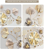 33" Modern Farmhouse Large Decorative Wall Clock, Ginkgo Metal Art - Image 6