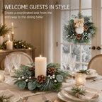 6 Pcs Mini Christmas Wreaths for Kitchen Cabinet Front Door with Bow - Image 2