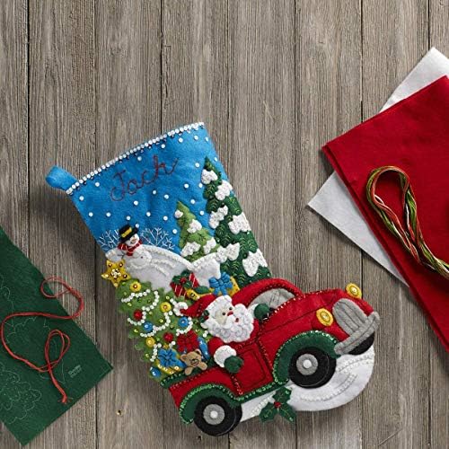 Bucilla 86663 Felt Applique Stocking Kit, The Christmas Drive, Size 18-Inch - Image 3