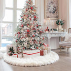 iMucci 60Inch Large Wool Fur Christmas Tree Skirt Extra Large Tree Skirt Plush White Christmas Tree Skirt for New Year Holiday Xmas Home Party Decor - Image 2