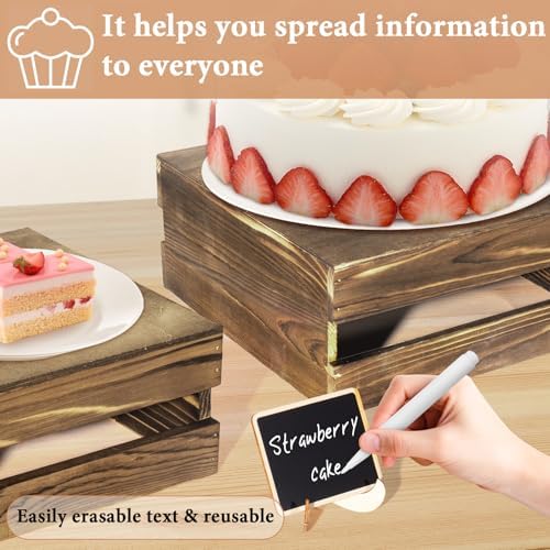 4 Pcs Buffet Risers with Mini Signs, Rustic Wood Cake Stands, Food Risers for Buffet Table, Dessert Display Stand, Wood Crates, Rustic Cake Stand for Party, Wedding, Birthday, Baby Shower, 4 Sizes - Image 7