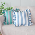 vctops Ruffle Square Throw Pillow Covers Boho Pink and Red Striped Decorative Pillowcases Set of 2, Soft Velvet Accent Cushion Cover Cases for Sofa Bed Living Room Decor (Green Grey,18"x18") - Image 4