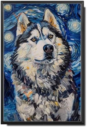 Metal Sign Vintage Tin Sign Alaskan Malamute Starry Night Elegance Majestic Malamute and Night Sky for Home Lodge and Seasonal Decor Corrosion Resistant Aluminum 8×12 Inches with Metal Frame by YmyooForTinSign