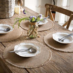 FunWheat Burlap Round Braided Placemats Set of 12 for Dining Tables 15 Inch Heat Resistant Jute Table Mats Farmhouse Woven Fabric Natural Place mats for Fall Decoration (Twine Circle) - Image 4