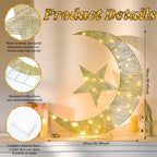 Glooglitter Pre-lit Eid Mubarak Decorations for Home Metal Eid Star Moon Crescent Light Ramadan Decorations Outdoor Lighted Night Lamp Sign with LED String for Yard Lawn Pathway - Image 2