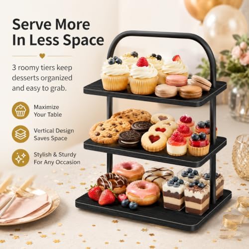 Cupcake Stand, 3 Tier Halloween Cupcake Stand for 50 Cupcakes Rustic Cupcake Display Stand Large Wood Dessert Table Display Set Cupcake Tower Tiered Tray Stand for Wedding Birthday Party - Image 2