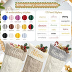 Personalized Christmas Stockings,Custom Embroidered Name & Monogram Knit Stockings for Kids,Family,Cream Silver Cable Knit 18" Christmas Stocking for Fireplace Holiday Decor Gifts(3 Pack) - Image 4