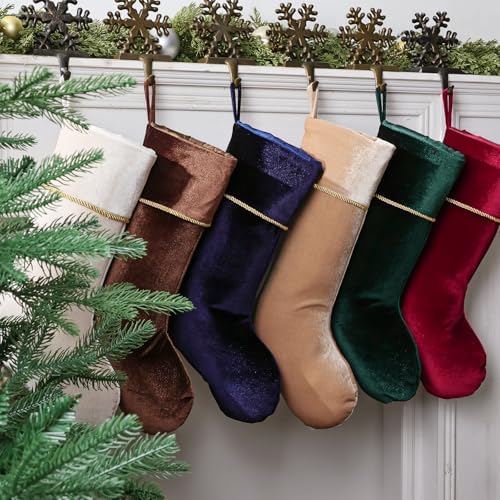 Exquisited Christmas Stockings, 6 Pcs 18 Inch Luxury Vintage Thick Velvet Christmas Stockings, Noble Christmas Home Indoor Decor Xmas Party Christmas Decorations Gift for Tree Mantel Fireplace - Image 5