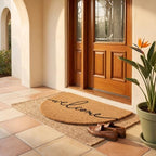 THEODORE MAGNUS Half-Moon Welcome Doormat | 100% Natural Coir | Modern Script, Anti-Slip Backing | Semicircle Outdoor Front Door Mat - Image 2