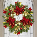24" Christmas Wreaths for Front Door with Lights & Poinsettia Flowers by ICXSeasonalFlowersGardenDecor
