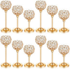 12Pcs Gold Crystal Candle Holders, Tall Bling Bowl Candelabra Centerpiece by Unknown