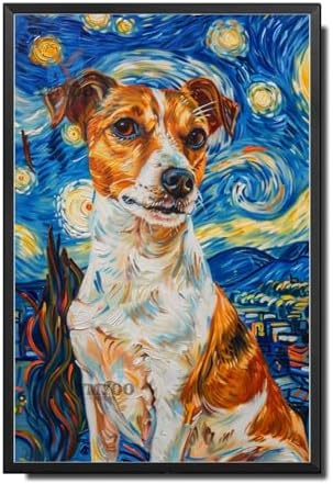 Metal Sign Vintage Tin Sign Jack Russell Starry Night Jack Playful Jack in A Celestial Sky for Home Garden and Seasonal Displays Corrosion Resistant Aluminum 6×8 Inches with Metal Frame by YmyooForTinSign