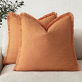 Foindtower Decorative Linen Fringe Throw Pillow Covers 20×20 Dusty Orange by Foindtower