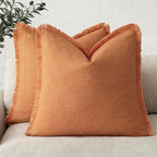 Foindtower Decorative Linen Fringe Throw Pillow Covers 20×20 Dusty Orange by Foindtower