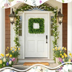 Square Wreaths for Front Door Decor Artificial Flower, 20" Boxwood - Image 3