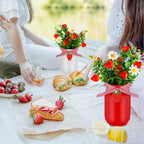 Lyrow 6 Pack Strawberry Mason Jar Table Centerpiece Faux Strawberry Christmas Mason Jar Winter Centerpiece for Table Farmhouse Decoration for Xmas Home Tiered Kitchen Tray Decoration - Image 4