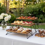 Oaklyn Rust Proof 3 Tier Wooden Cupcake Stand of Acacia Wood | Eco Friendly Tiered Tray Stand with Wooden Serving Trays & Platters for Party, Decor & Birthdays | 3 Tier Serving Tray Dessert Stands - Image 2