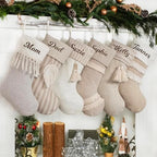 GEX Personalized Christmas Stockings Custom Name 4 Pack for Family with Names Embroidery 20" Large Rustic Boho Farmhouse Country Xmas Stockings with Tassels Fireplace Decoration Ornament (Set of 4) - Image 6