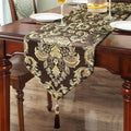 Dark Brown Table Runners 120" Thick Chenille with Europe Floral Pattern by HeMiaor