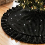 Halloween Black Tree Skirt, 60‘’ Velvet Christmas Tree Skirt Large, Sequins by FUHSY