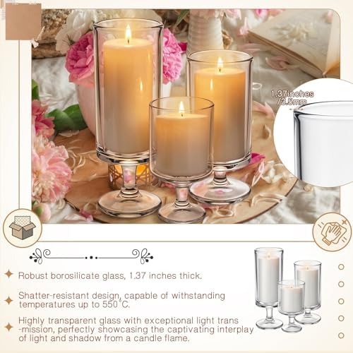 Conelist 24 Pcs White Pillar Candles with Clear Glass Hurricane Holders - Image 4