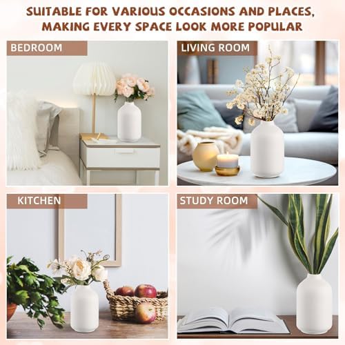 Tioncy 15 Set 5.5"*3" White Ceramic Bud Vases Bulk Boho Valentine's Day Decoration Centerpieces Small Flower White Ceramic Vases for Dry Flowers Pampas Grass Home Wedding DIY Table Decor - Image 5