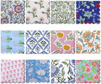 Hahafelt 12 Pcs Floral Cloth Napkins Block Print Colorful Cotton Napkins 18x18 Inches with Scalloped Edges Cotton Reusable Washable Napkin Bulk for Dinner Table Cocktail Party Weddings Home Decor by Hahafelt
