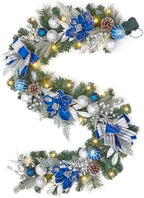 Garvee 6 Ft Christmas Garland with Lights for Mantle, Blue Silver by Garvee