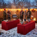 4 Pack Red Tablecloths Spandex Table Covers 8ft for Christmas Decor - Image 2