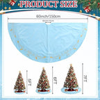 60inch Extra Large Christmas Tree Skirt Blue Luxury Velvet Plush Fur Skirts with Gold Embroidery Xmas Velvet Tree Skirt Holly Leaves Gold Embroidered Trees Skirts for Christmas Holiday Party Decor - Image 2