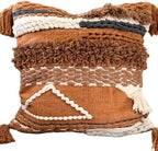 Handwoven Boho Throw Pillow Cover 18x18 Pillows for Sofa, Bed and Couch Decorative Knitted Pillow with Tassels Tufted Accents Cotton/Wool Home Decor, Limited Edition - Image 2