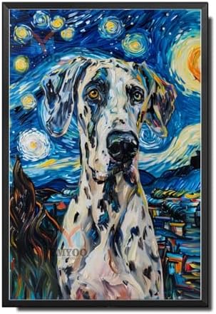 Metal Sign Tin Sign Vintage Wall Art Great Dane Starry Night Dane Majestic Dane in A Night Sky for Home Den and Seasonal Displays Corrosion Resistant Aluminum 6×8 Inches with Metal Frame by YmyooForTinSign