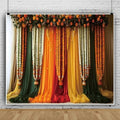 10x8ft India Pooja Traditional Backdrop Colorful Curtains Floral Indian Photography Background Puja Ganpati Mehndi Diwali Party Decorations for Wedding Birthday Festival Photo Props by Lexfvpoo