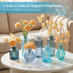15 Pcs Blue Glass Bud Vases Bulk, Vintage Small Flower Vase Set - Image 4