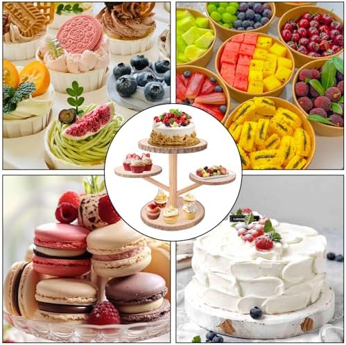4 Tier Round Wooden Cupcake Stand - Wooden Cupcake Stand/ Holder – Rustic Wood Cupcake Tower Display for Weddings, Birthday Party Decoration, and Dessert Tables - Image 7