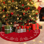 36inch Christmas Tree Skirt Red Luxury Velvet Plush Fur Skirts Baroque Tree Skirts with Gold Embroidered Pearls and Crystals Xmas Velvet Trees Skirt for Christmas Holiday Party Home Decorations - Image 6