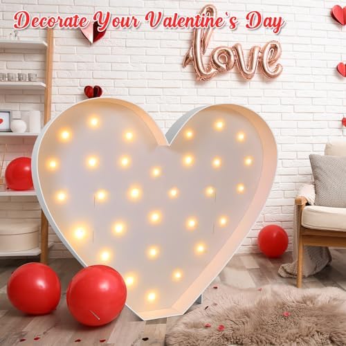 Maxcheck 4FT Marquee Large Light up Decoration, Balloon Frame with Bulb Light String Foam Marquee Signs for Valentine's Eid Birthday Engagement Baby Shower Party Decorations(Cute Heart) - Image 6