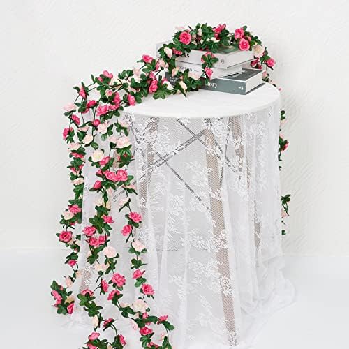18 Pack 144 FT Artificial Flower Garland Fake Pink Roses Vines Silk Flowers - Image 4