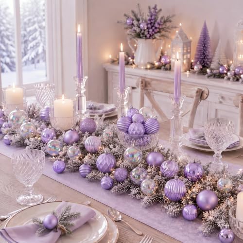 Lunmon 64 Pcs Lilac Purple Christmas Ball Ornaments Lavender Xmas Bulbs - Image 4