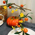 Artificial Pumpkin Plant Vine Faux Pumpkin and Yellow Flowers Ivy Green Leaves Garland with 2M 20 LED Coper Wire String Light Wedding Birthday Indoor Decor Fairy Light (Pumpkin, 4) - Image 6