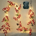 6.56FT Christmas Garland Decorations Red Berry Garlands with Lights 96 Fairy LED Lights Lighted Pine Garland for Mantle Fireplace Table Stairs Railing Xmas Tree Indoor Outdoor Winter Holiday Decor by HamiFinee