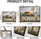 Rectangle Vintage Christian Grace Barn Cross Stained Glass Suncatcher Stained Glass Window Hangings Birthday Gift for Mom Grandma Teacher Women Friend Memorial Hook - Image 3