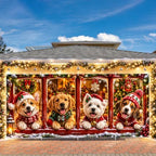 Cute Christmas Dogs Garage Door Banner Mural - Funny Puppies in Window Holiday Backdrop - Large 7x16ft Winter Holiday Outdoor Wall Decor - Durable Weatherproof Fabric Cover for Home Xmas Party - Image 6