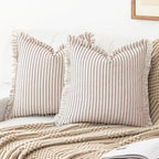 YEENAASY Throw Pillow Covers 26x26 Boho Striped Pillow Cases with Tassel by YEENAASY