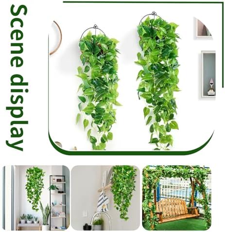 Fake Hanging Plants Vines(8pcs)for Room Decor, Artificial Ivy Greenery Garlands for Home Bedroom Living Aesthetic Kitchen Office Wall Patio Bookshelf,Indoor,Outdoor Farmhouse Decorations(No Basket) - Image 3